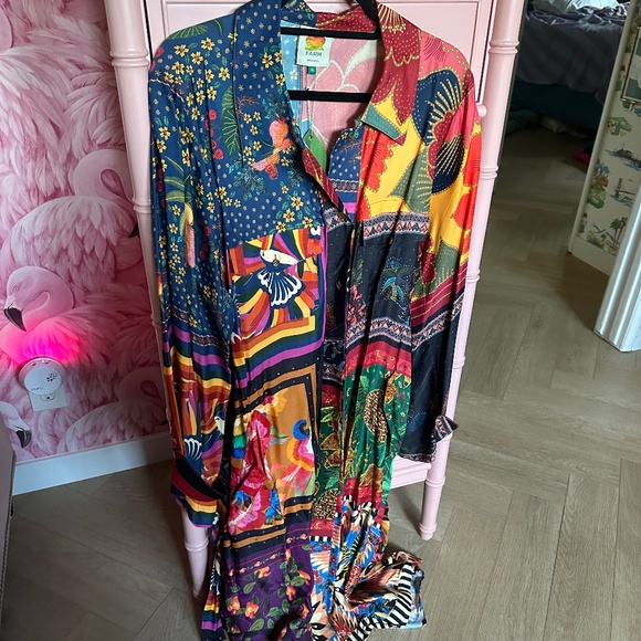 FARM Rio Mix Scarves Chemise Midi Dress NWT - Picture 4 of 14